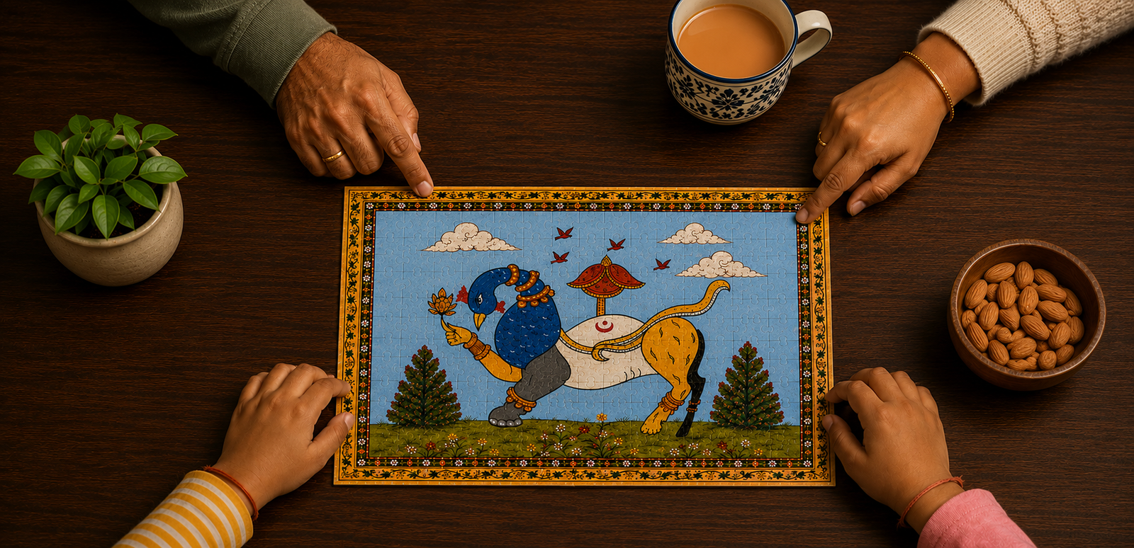 Artist painting traditional Indian art